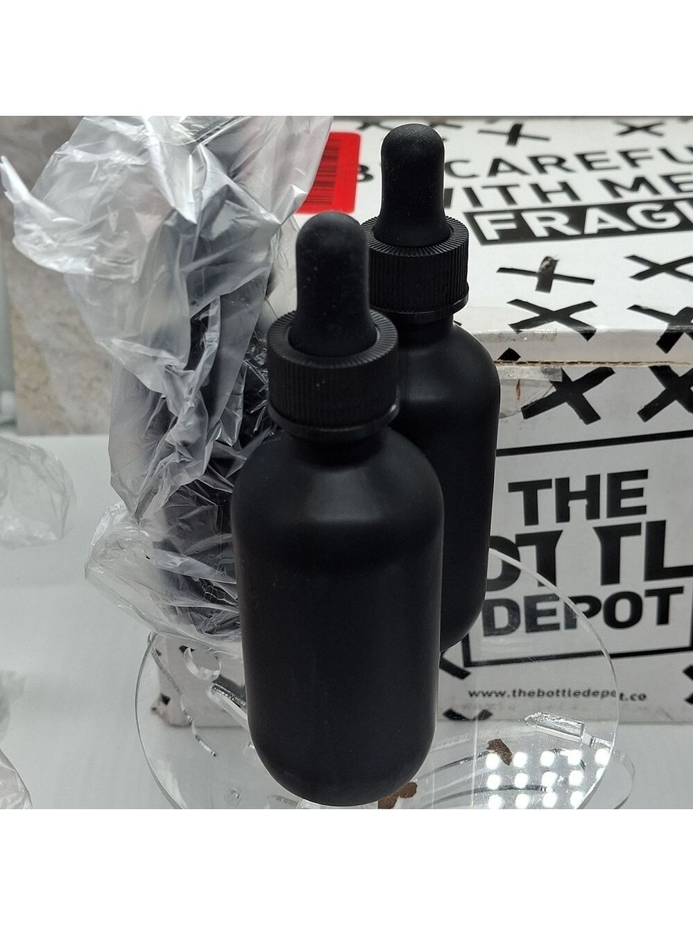 Dropper Bottles New Frosted Black Apothocary. 50ml         Set Of 3